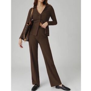 Reformation brown ribbed Zane flared pants